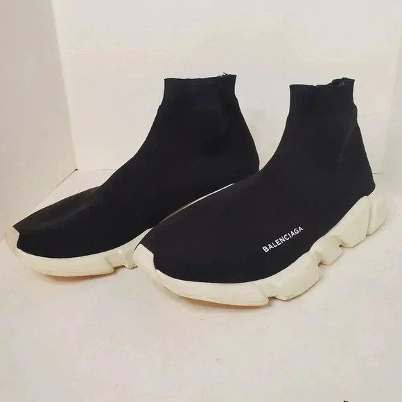 Balenciaga Black Knit Fabric Speed Trainer Slip On Sneakers - Picture 4 of 10